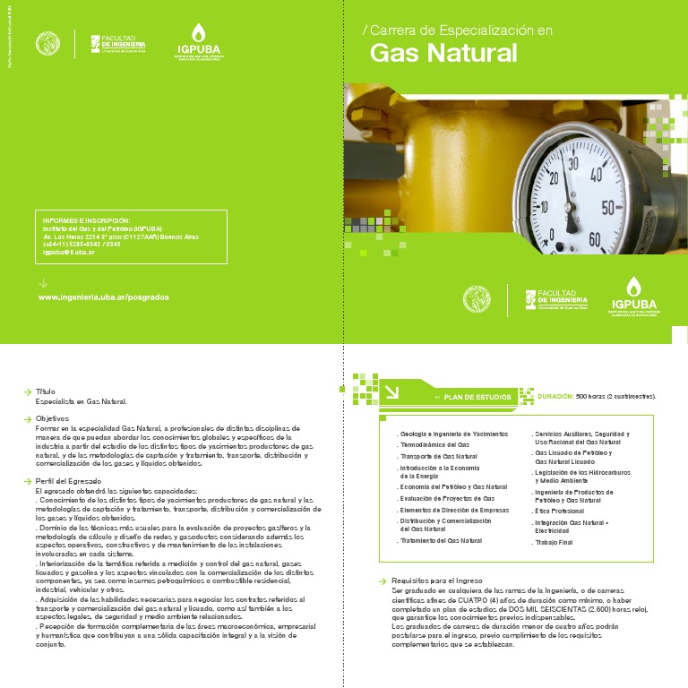 Mini Folleto Carrera Gas Natural PDF Petróleo Gas natural