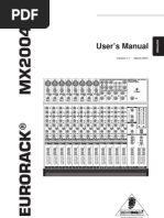 Behringer Eurorack MX2004A Mixer | PDF | Equalization (Audio