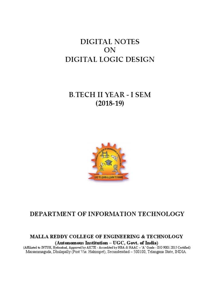 Digital Logic Design Notes for B.Tech | PDF | Digital Electronics ...