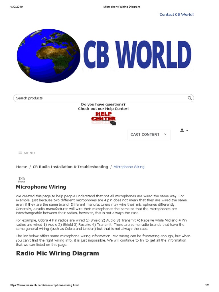 Microphone Wiring Diagram - Cobra | PDF | Microphone | Electronics