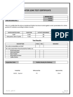 Water Leak Test Report Sample