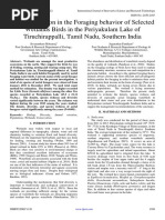 Annual Variation in The Foraging Behavior of Selected Wetlands Birds in The Periyakulam Lake of Tiruchirappalli, Tamil Nadu, Southern India