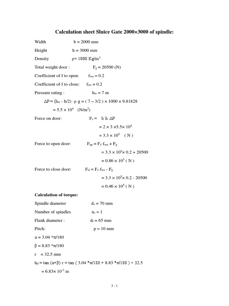 CalculationSpindle 2000X3000g2 PDF Applied And Interdisciplinary