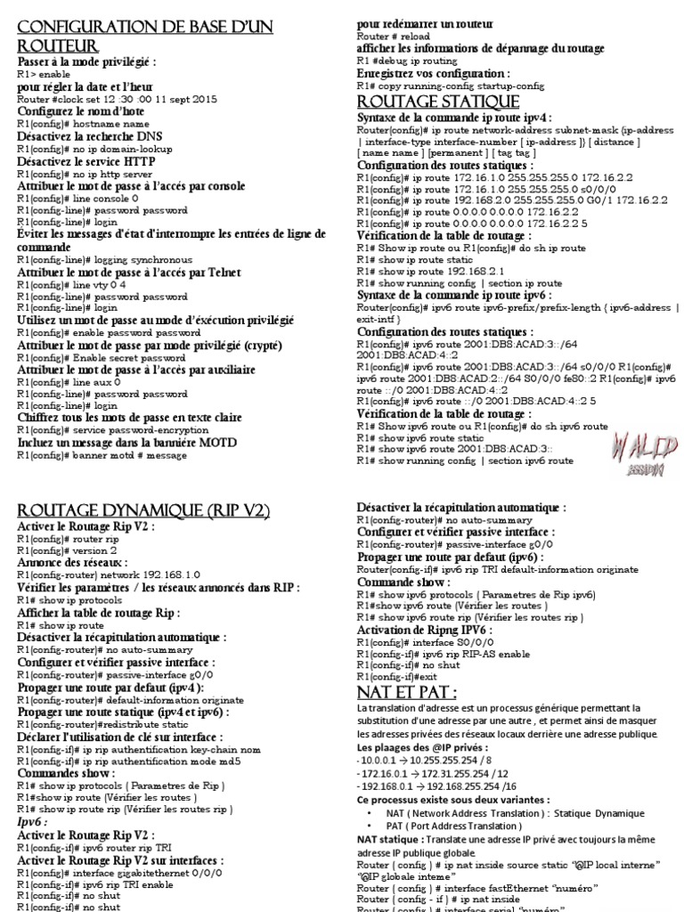 Configuration Routeur : NAT, RIP, GRE | PDF | Adresse IP | I Pv6