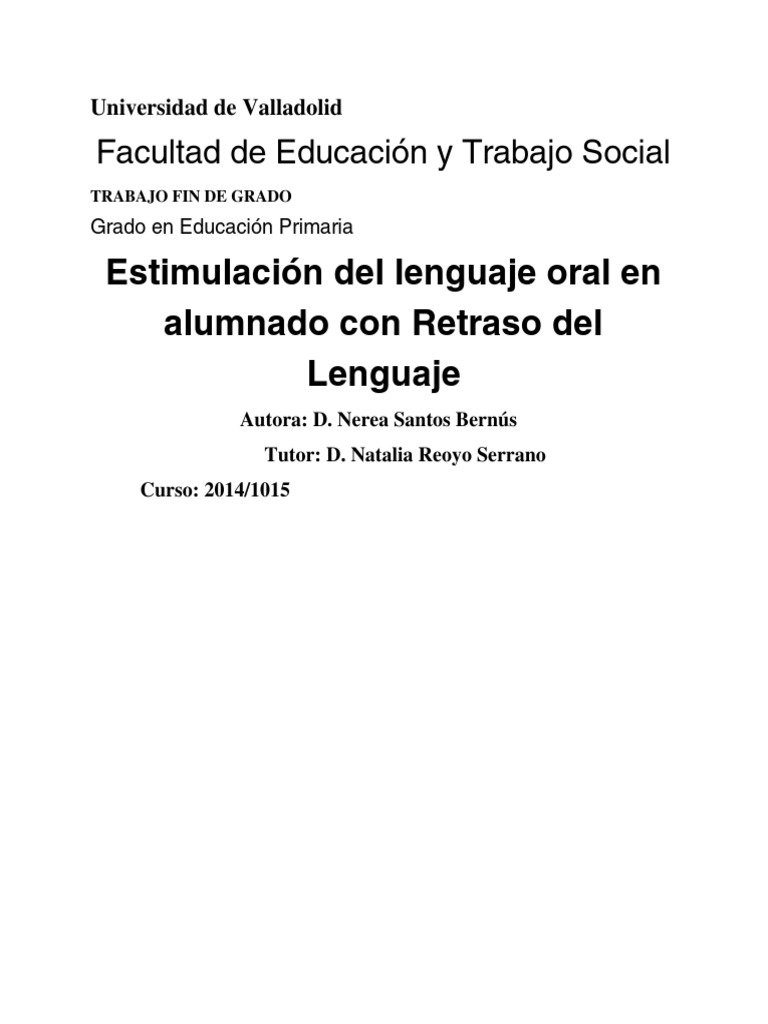 Estimulacion Del Lenguaje | PDF | Evaluación | Aprendizaje