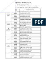 January 2023 Private Candidate Centres