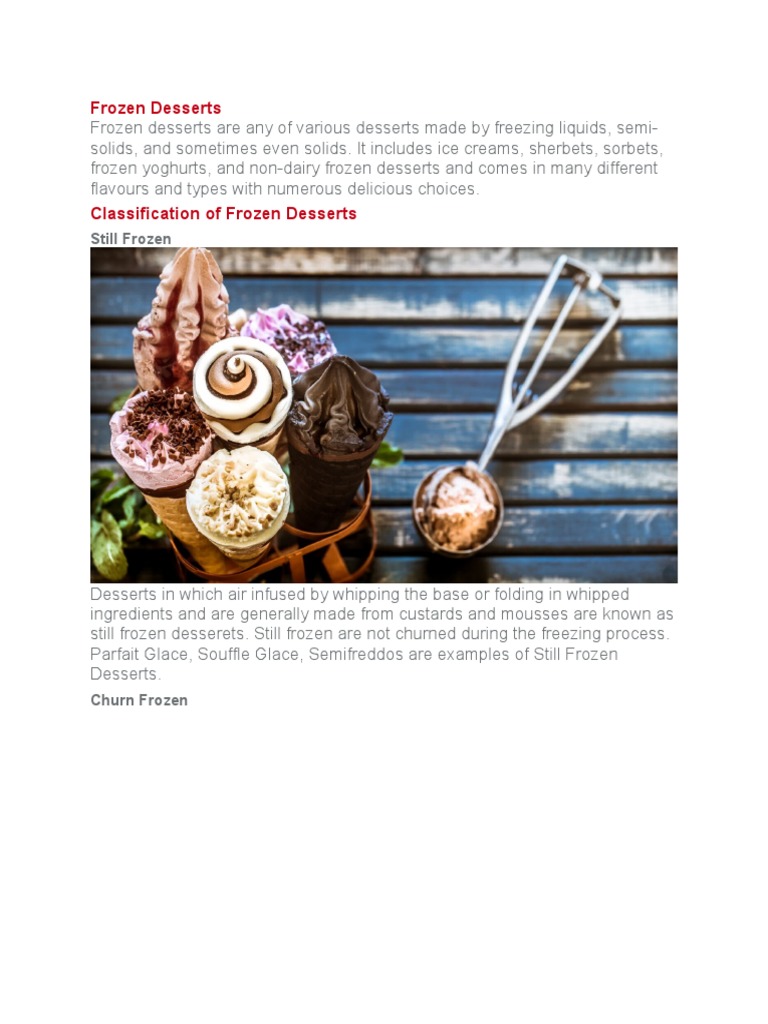 Frozen Dessert PDF Desserts Ice Cream