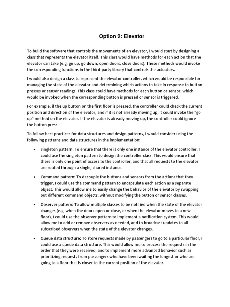 Elevator Control Software Design | PDF | Class (Computer Programming ...