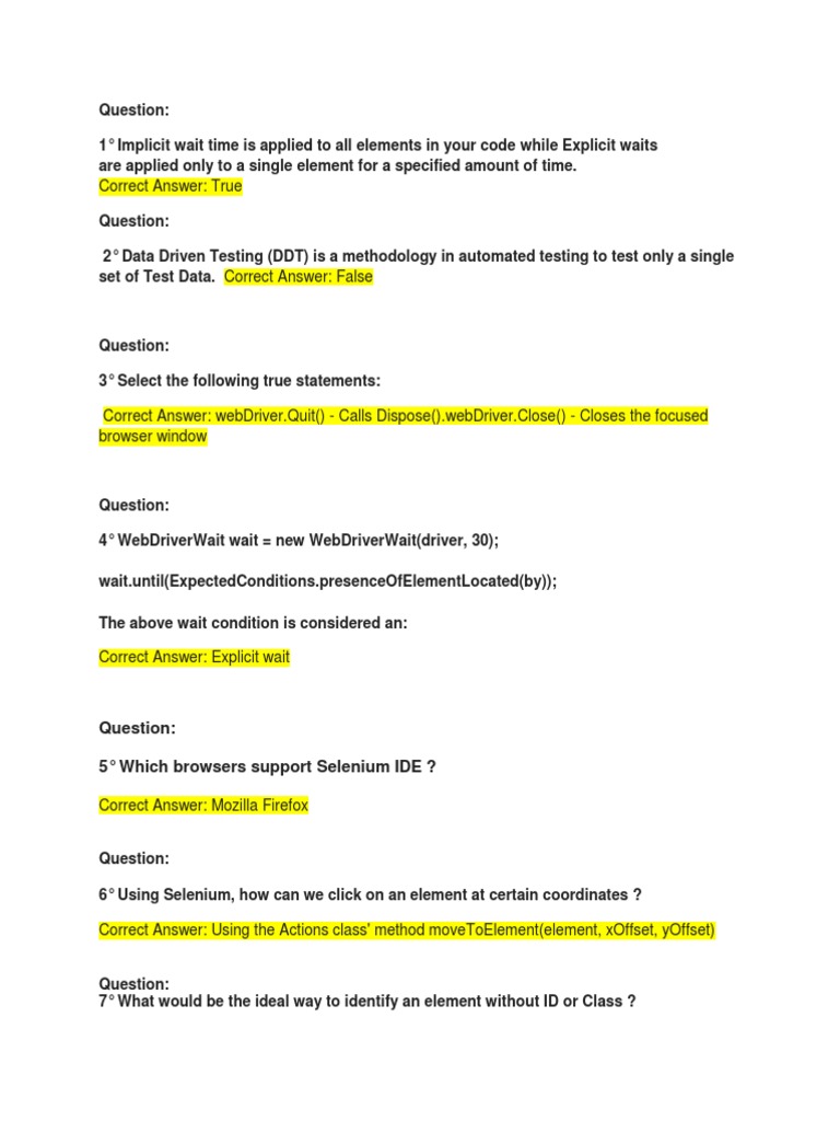 Corr Quiz 6 Selenium | PDF
