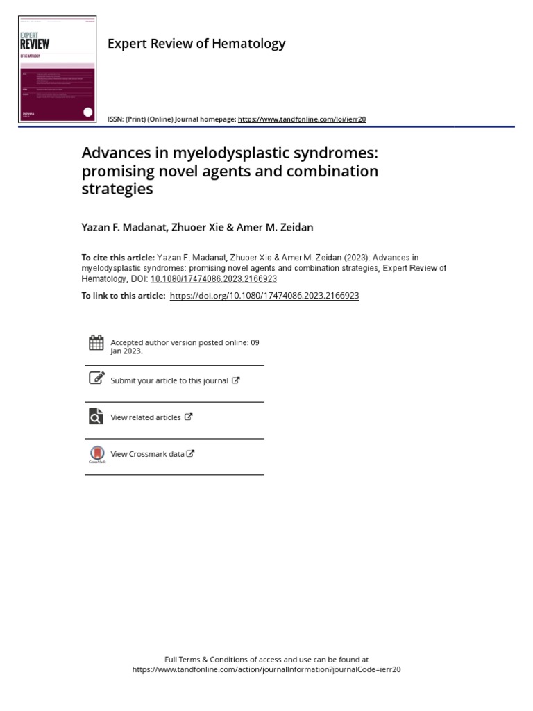 Advances in Myelodysplastic Syndromes | PDF | Clinical Medicine ...