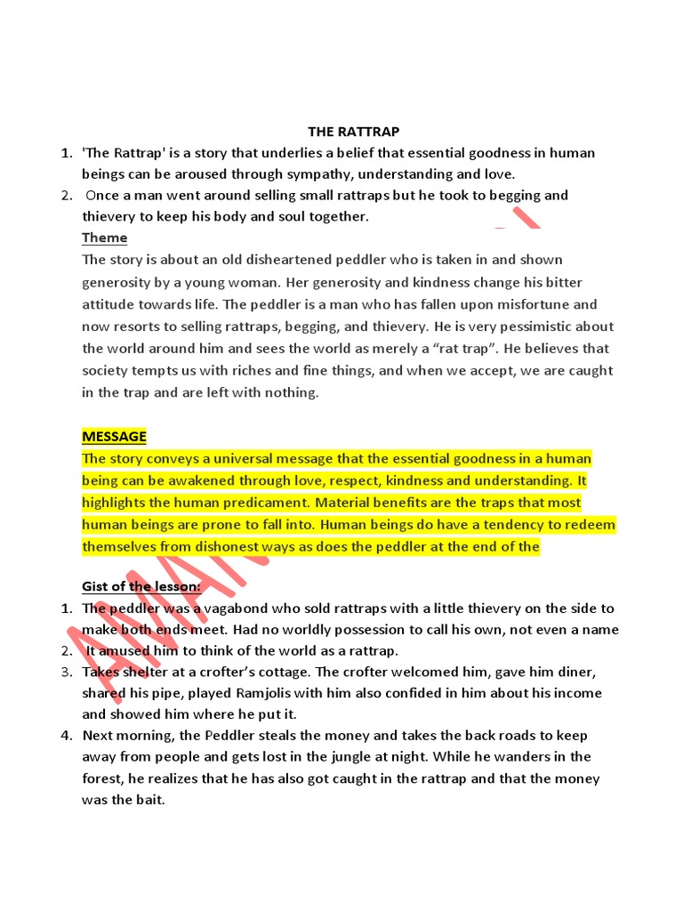 The Rattrap Pdf Compassion