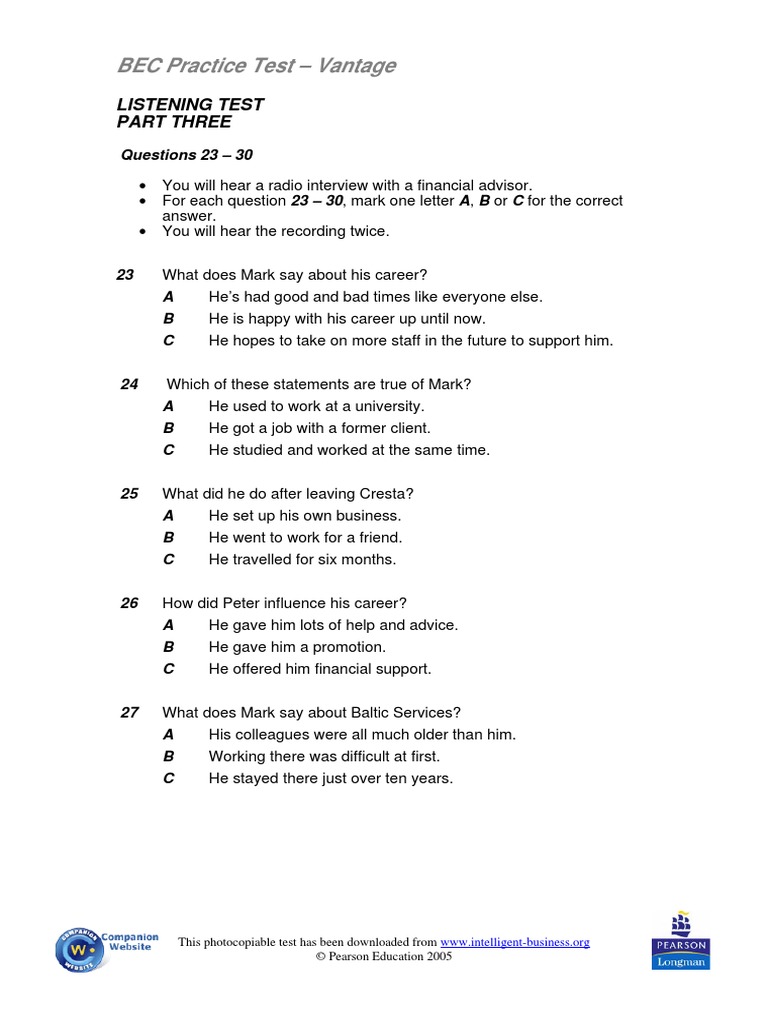 Listening Test Part 3 | PDF | Career & Growth | Business