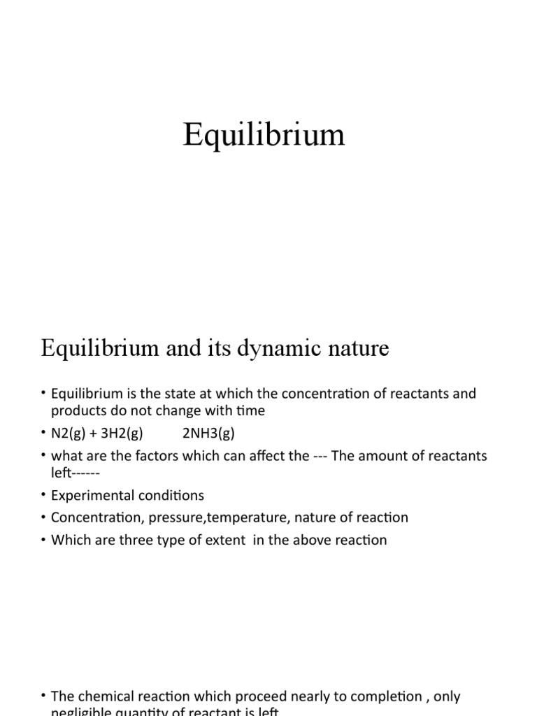 Grade XI Chemistry Equilibrium | PDF | Chemical Equilibrium | Acid