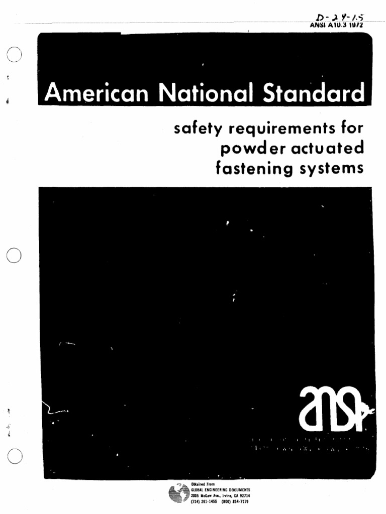 ANSI A 10.3Safety Requirements For Powder Actuated Fastening Systems PDF