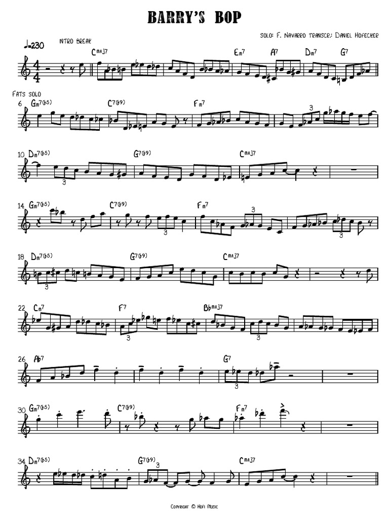 Barry S Bop Concert Key | PDF