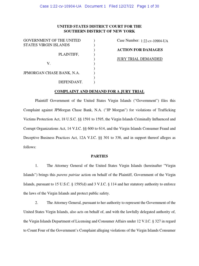 U.S. Virgin Islands V JP PDF Money Laundering Justice