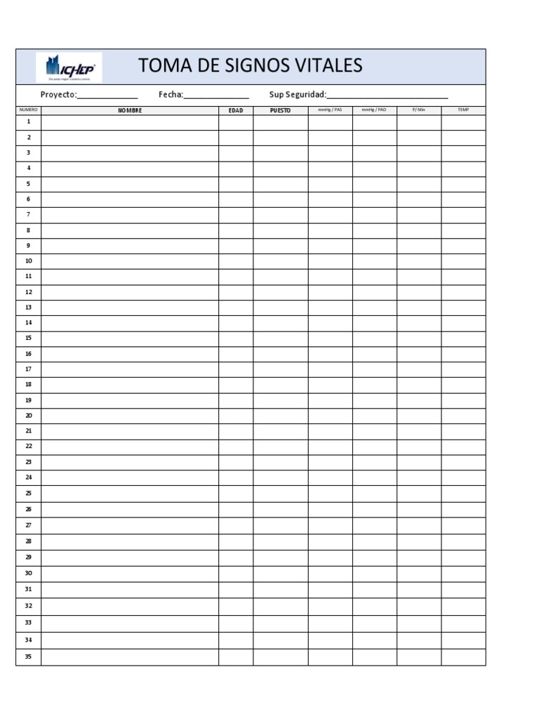 Registro de Signos Vitales por Proyecto | PDF