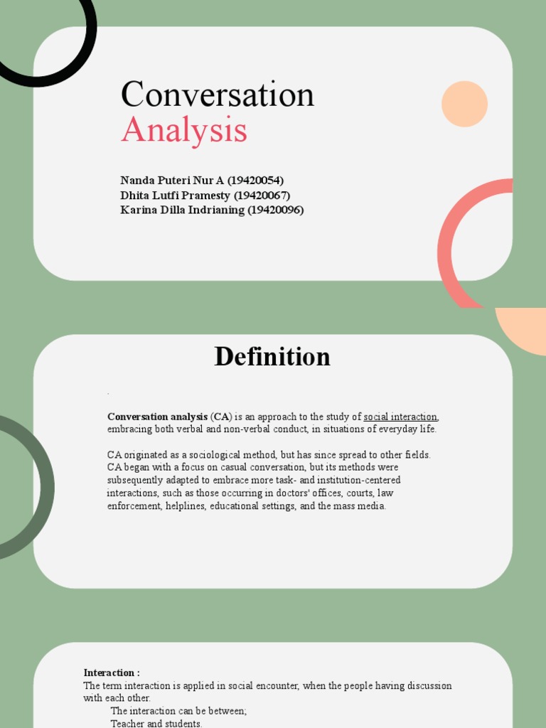 Conversation Analysis | PDF | Conversation | Psychological Concepts