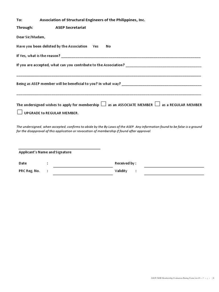 ASEP Membership Application Guidelines | PDF | Licensure