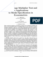 The Lagrange Multiplier Test and Its Applications To Model Specification in Econometrics (Breusch y Pagan)