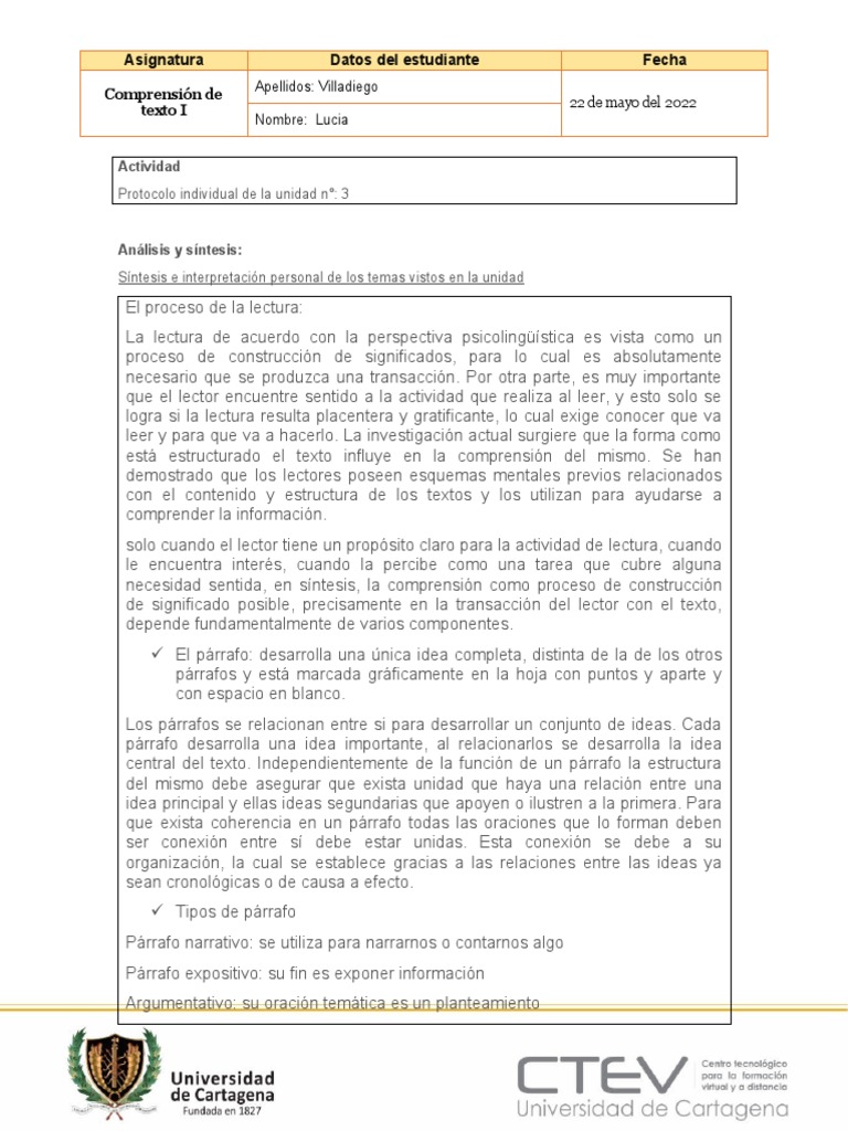 Análisis de la Comprensión Lectora | PDF | Cognición | Ciencia cognitiva