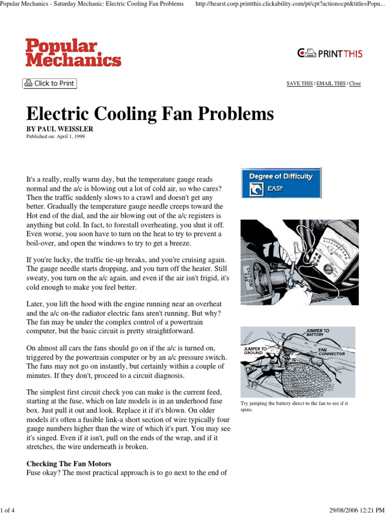 Popular Mechanics Electric Cooling Fan Problems PDF Relay Switch