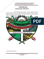Acta de instalación y verificación de la Municipalidad de Yorongos 2023