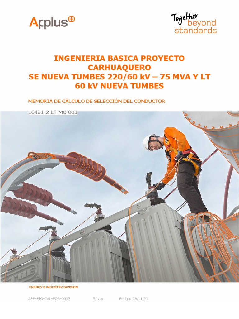 1a Procedimiento Selección De Conductor. | Aislador