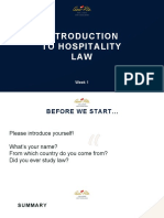 To Hospitality LAW: Week 1