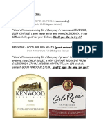 Wine Presentation Recommendation