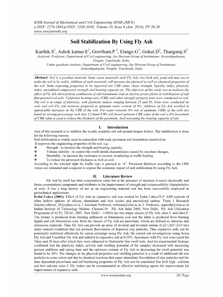 Soil Stabilazation Using Fly Ash | PDF