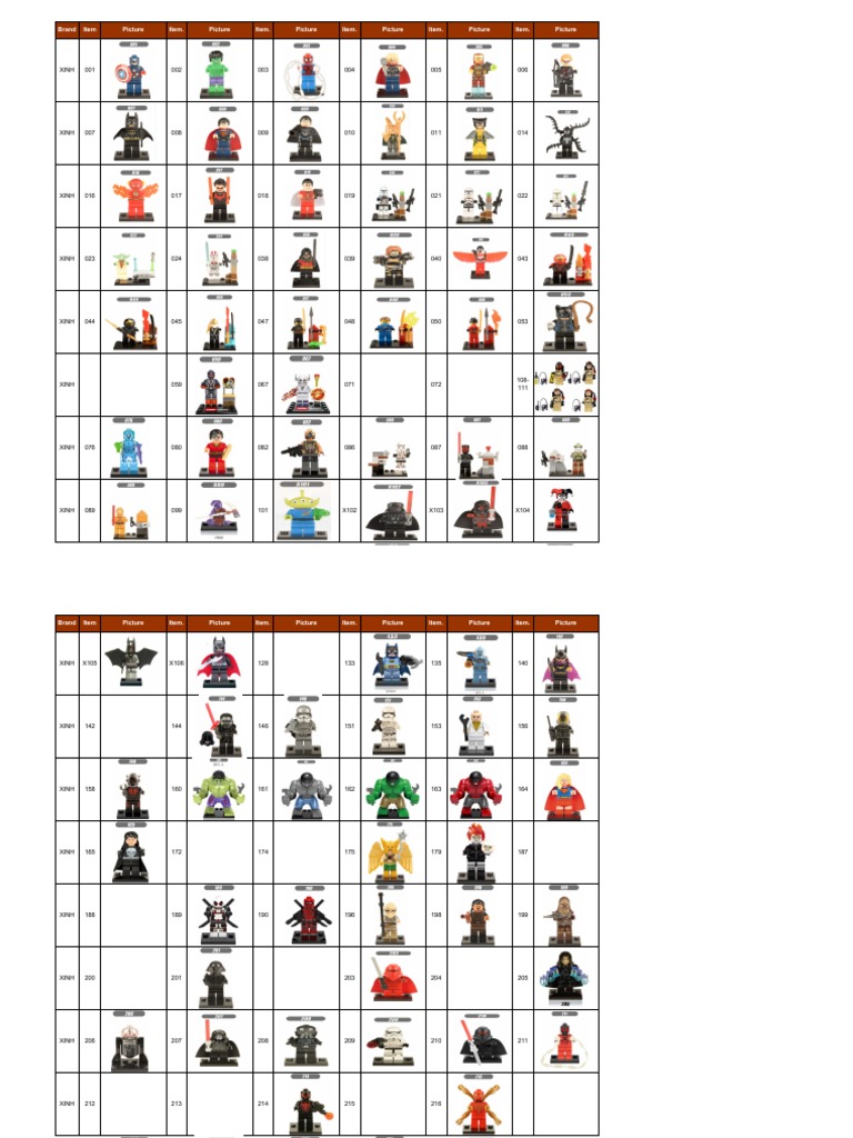 XINH Minifigure Catalog | PDF | Marvel Comics Characters | Superhero ...