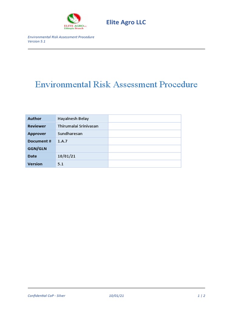 Elite Agro Environmental Risk Procedure | PDF
