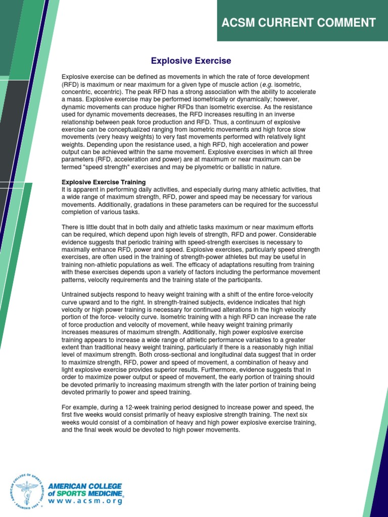 Explosive Strength Training Guidelines | PDF | Weight Training ...