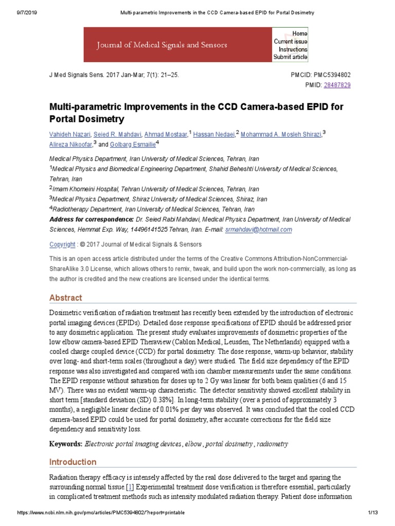 Multi-Parametric Improvements in The CCD Camera-Based EPID For Portal ...