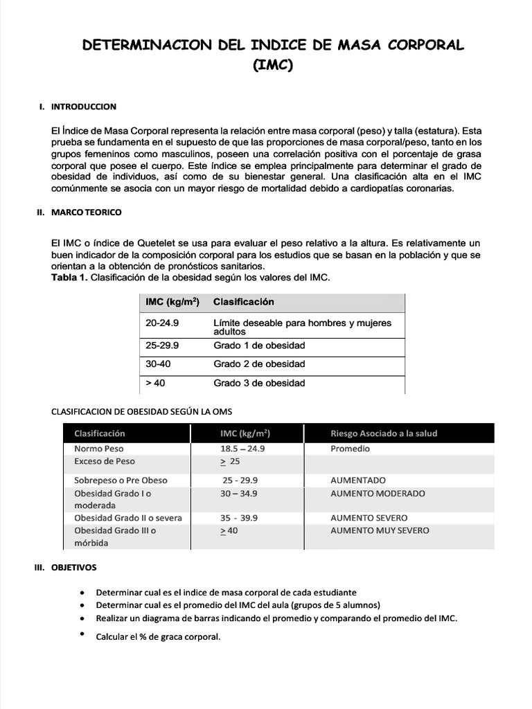 Cálculo y Clasificación del IMC | PDF | Índice de masa corporal | Obesidad