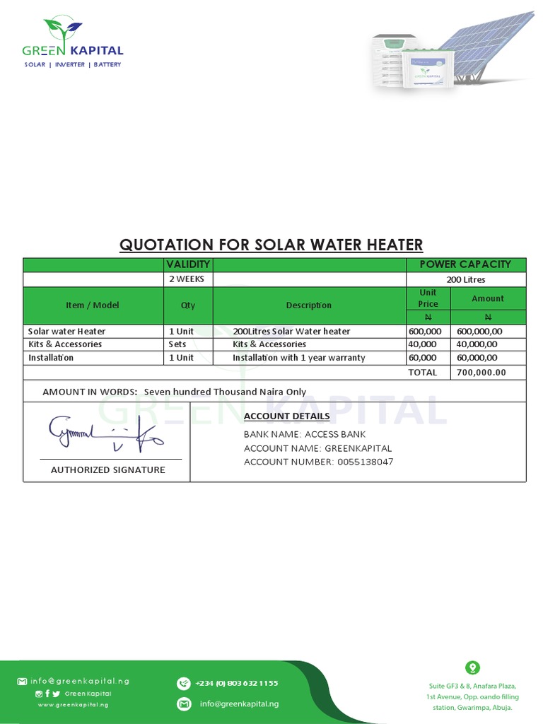 Solar Water Heater | PDF | Energy Technology | Manufactured Goods
