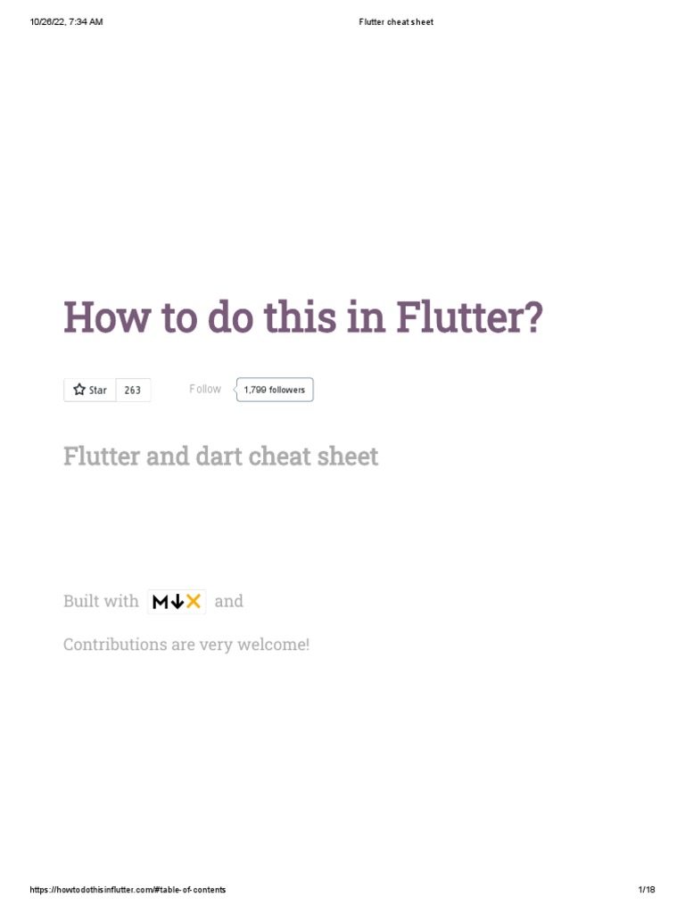 Flutter cheat sheet pdf json computer programming