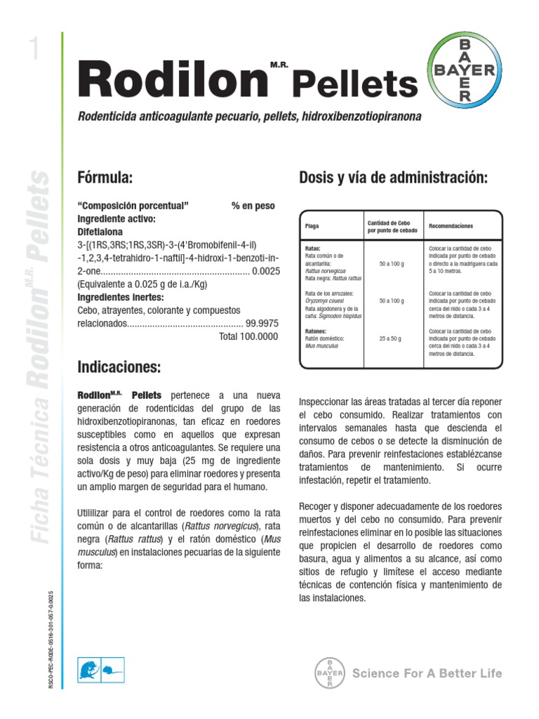 Ficha Técnica Rodilon M.R. Pellets | PDF | Roedor