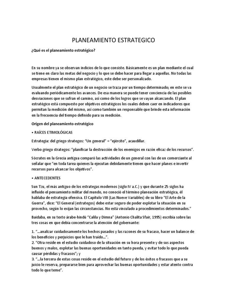 Planeamiento Estrategico Pdf Planificación Planificación Estratégica