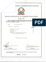 KCPE Certificate Title