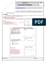 Cinématique Analytique: Mouvement de Translation Rectiligne Uniforme