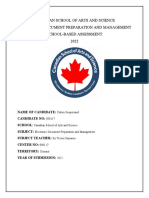 Canadian School of Arts and Science Electronic Document Preparation and Management School-Based Assessment 2022