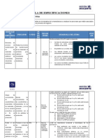 Formato de Tabla de Especificaciones