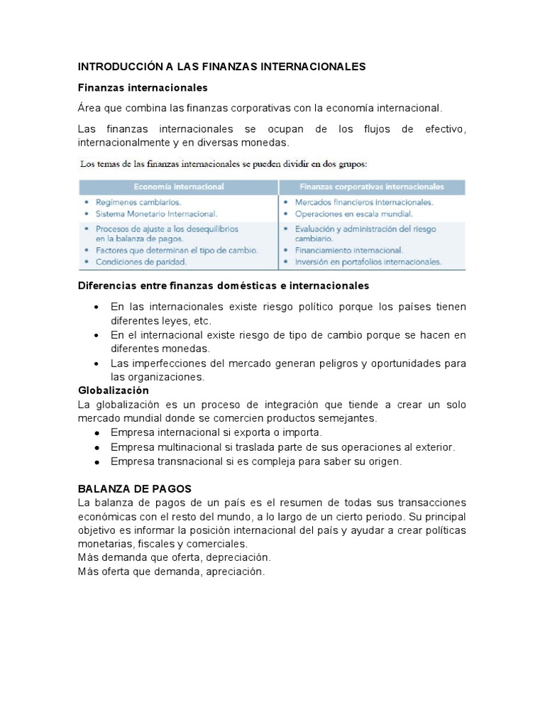 Introducción a Finanzas Internacionales | PDF | Bancos | Mercado de divisas