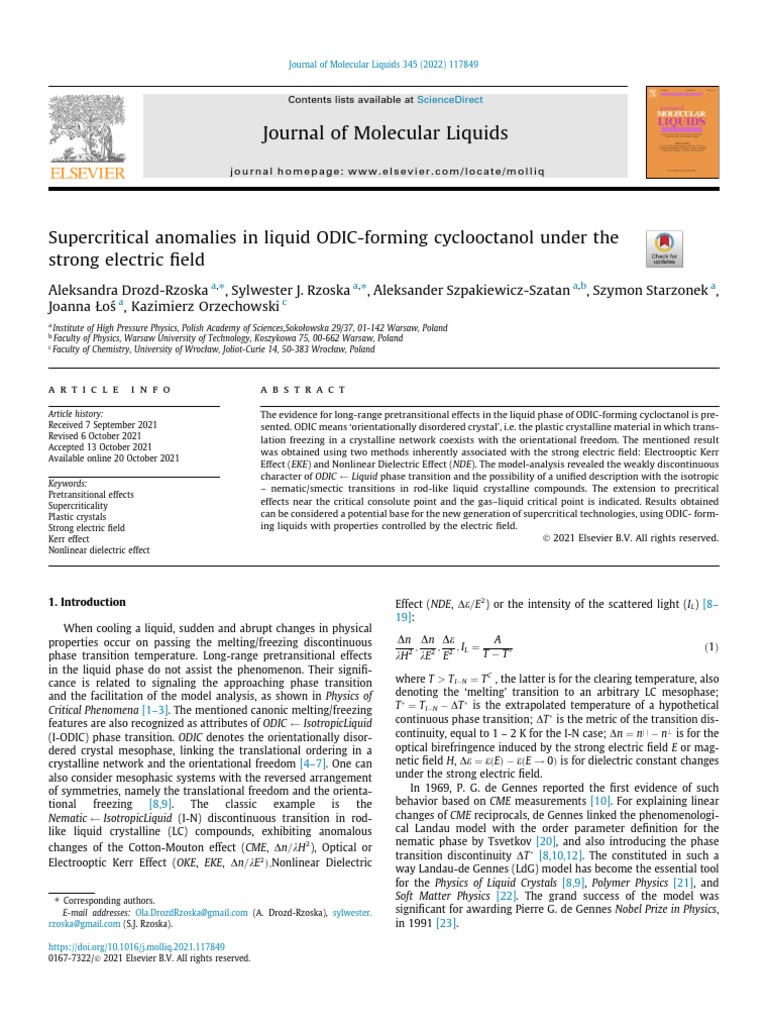 1 s2.0 S0167732221025745 Main | PDF | Liquid Crystal | Dielectric