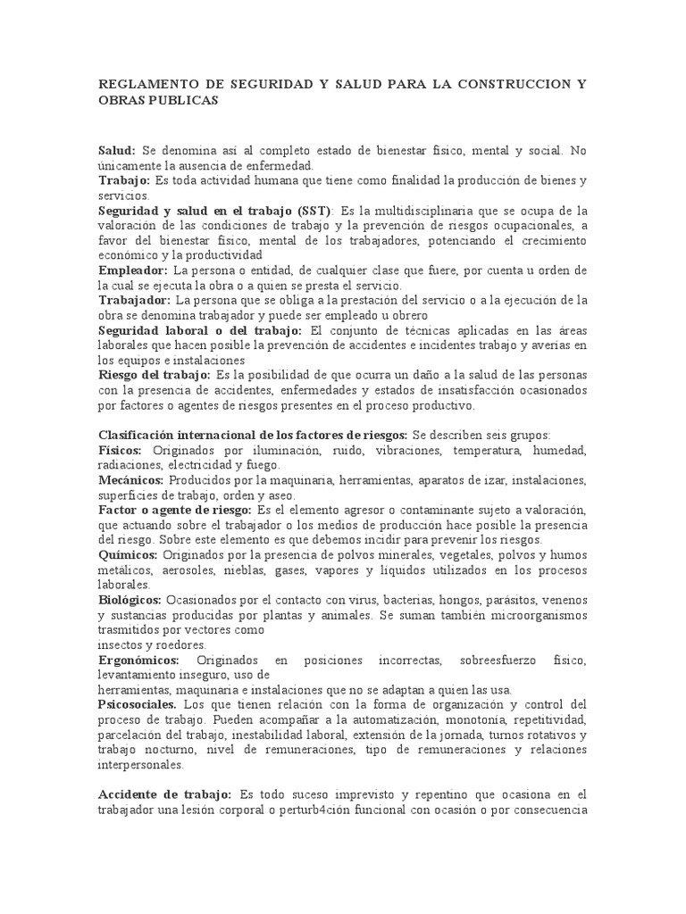 Reglamento de Seguridad en Construcción | PDF