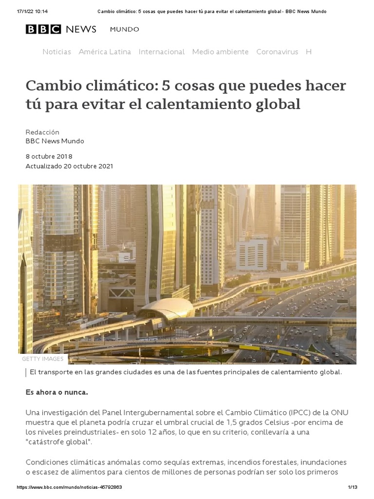 ODS 13. Cambio climático_ 5 cosas que puedes hacer tú para evitar el ...