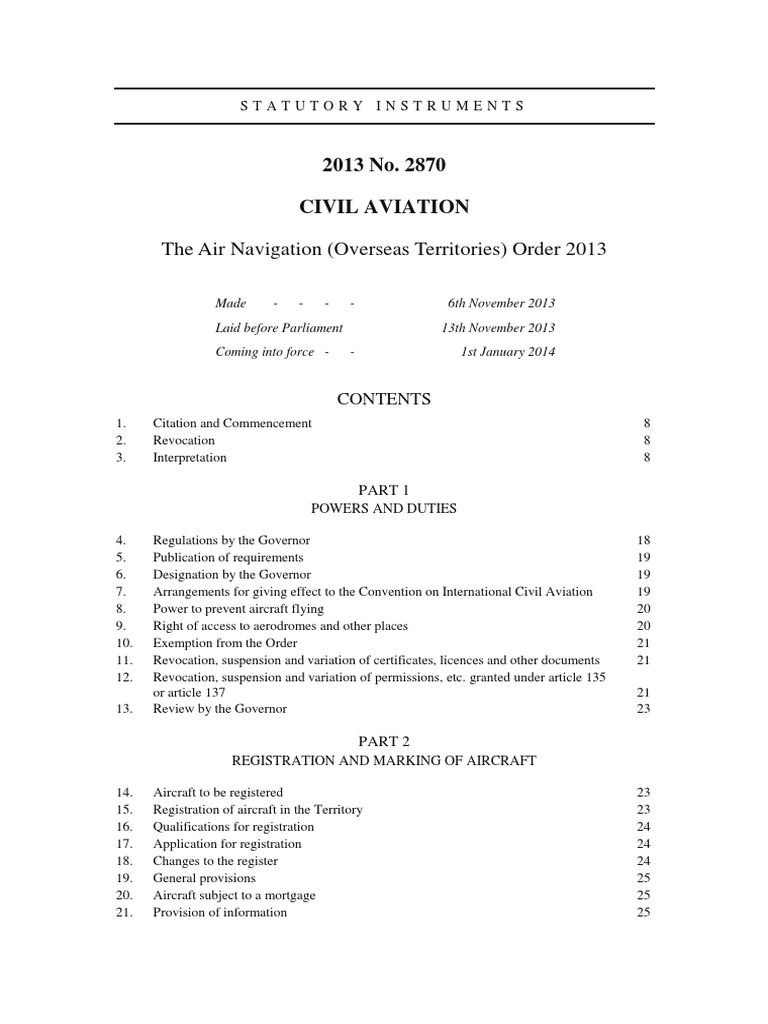 Air Navigation Order 2013 01 Jan 2014 Copy PDF Instrument Flight Rules Air Traffic Control