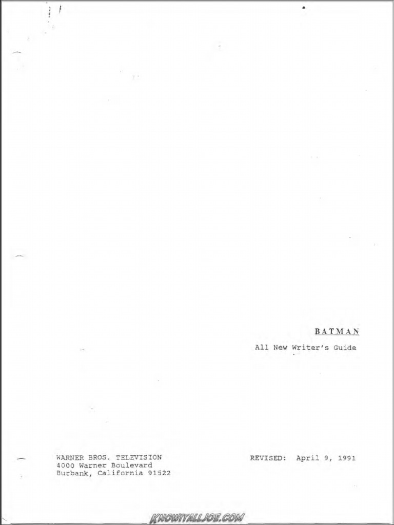 Batman The Animated Series - All New Writer's Guide | PDF